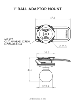 QUAD LOCK 1" Ball Adaptor (RAM) Motorcycle Phone Mount -Motorcycle Equipment Store 1 Ball Mount Desktop Tech Specs 900x1200 4697502d e363 49ac 975c 031b772f9e7e 550x 94550.1644594701