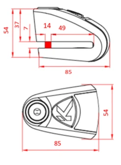 Kovix KAL 14mm Alarmed Motorcycle Disc Lock -Motorcycle Equipment Store KAL14 SS DIAGRAM 43990.1536764628