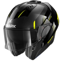 Shark Evo-ES Modular Flip Motorcycle Helmet - KRYD AKY Black/Grey/Flo Yellow