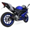 Scorpion Red Power Full System Black Ceramic Coated Sleeve Exhaust For Yamaha YZF-R125 2021 Onwards -Motorcycle Equipment Store PYA115SYSBCER 3QUARTER 41865.1644585982