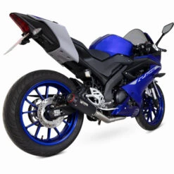 Scorpion Red Power Full System Black Ceramic Coated Sleeve Exhaust For Yamaha YZF-R125 2021 Onwards