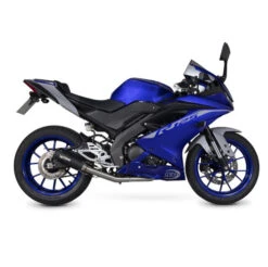 Scorpion Red Power Full System Black Ceramic Coated Sleeve Exhaust For Yamaha YZF-R125 2021 Onwards -Motorcycle Equipment Store PYA115SYSBCER SIDE 81832.1644585745