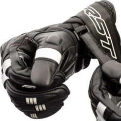 RST Pilot Leather Summer Motorcycle Gloves -Black/White -Motorcycle Equipment Store Pilot 102404 blk 8 90691.1650547753