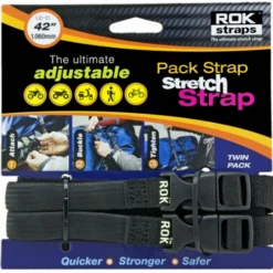 Rok Pack Strap 310-1060MM 16MM Adjustable Stretch Motorcycle Strap Reflective 2 Pack - Black