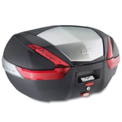 Givi V47N Monokey Motorcycle Luggage Top Box/Case 47L With Anodised Aluminium Finishing And Red Reflectors