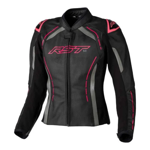 RST S-1 CE Ladies' Leather Motorcycle Jacket - Black & Pink 3 RST S-1 CE Ladies' Leather Motorcycle Jacket - Black & Pink